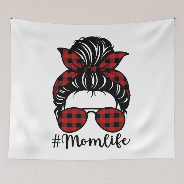 Item preview, Mom Life Messy Bun Red Buffalo Plaid Christmas Mother Pajama designed and sold by JasonAOrra.