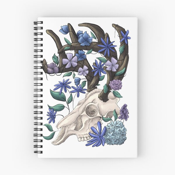 Item preview, Animal skull with blue flowers designed and sold by ZoruCreations.