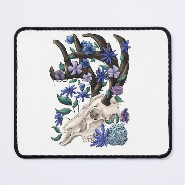 Item preview, Animal skull with blue flowers designed and sold by ZoruCreations.