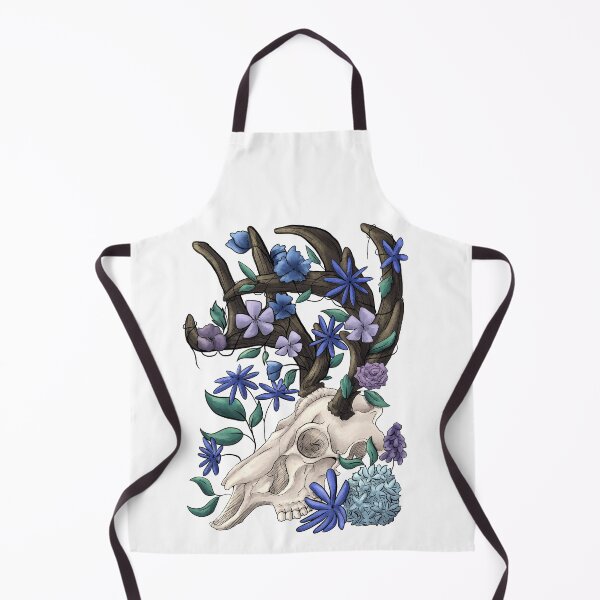 Item preview, Animal skull with blue flowers designed and sold by ZoruCreations.