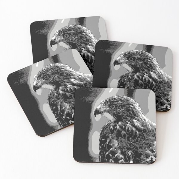 Item preview, Red Tailed Hawk Black and White Abstract Digital Painting designed and sold by Zurickdesigns.