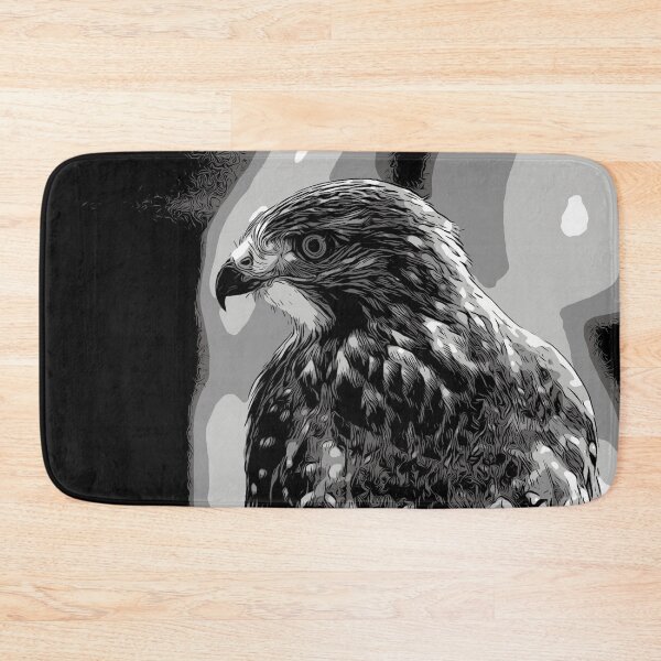 Item preview, Red Tailed Hawk Black and White Abstract Digital Painting designed and sold by Zurickdesigns.