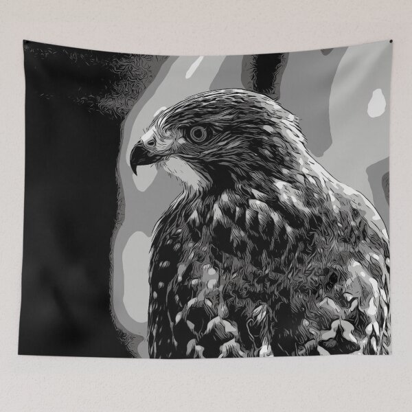 Item preview, Red Tailed Hawk Black and White Abstract Digital Painting designed and sold by Zurickdesigns.