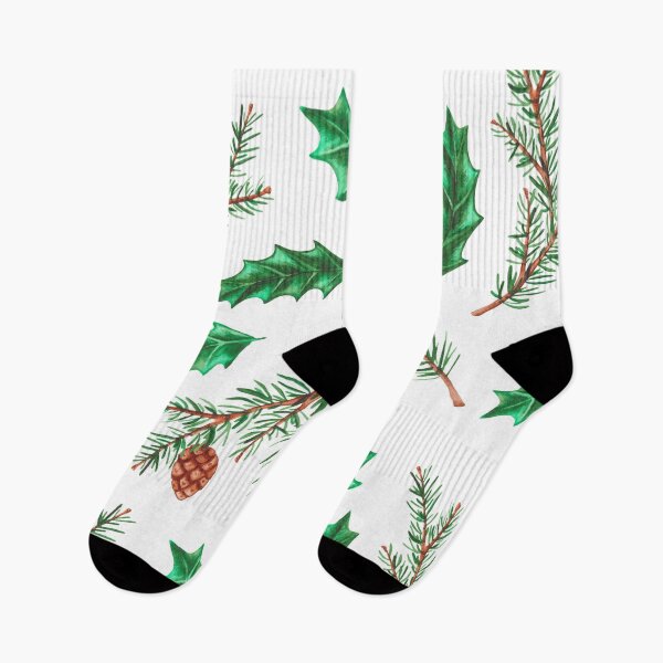 Item preview, White Christmas Xmas Tree Holly Acorn Winter Graphic Print designed and sold by Printopia-.