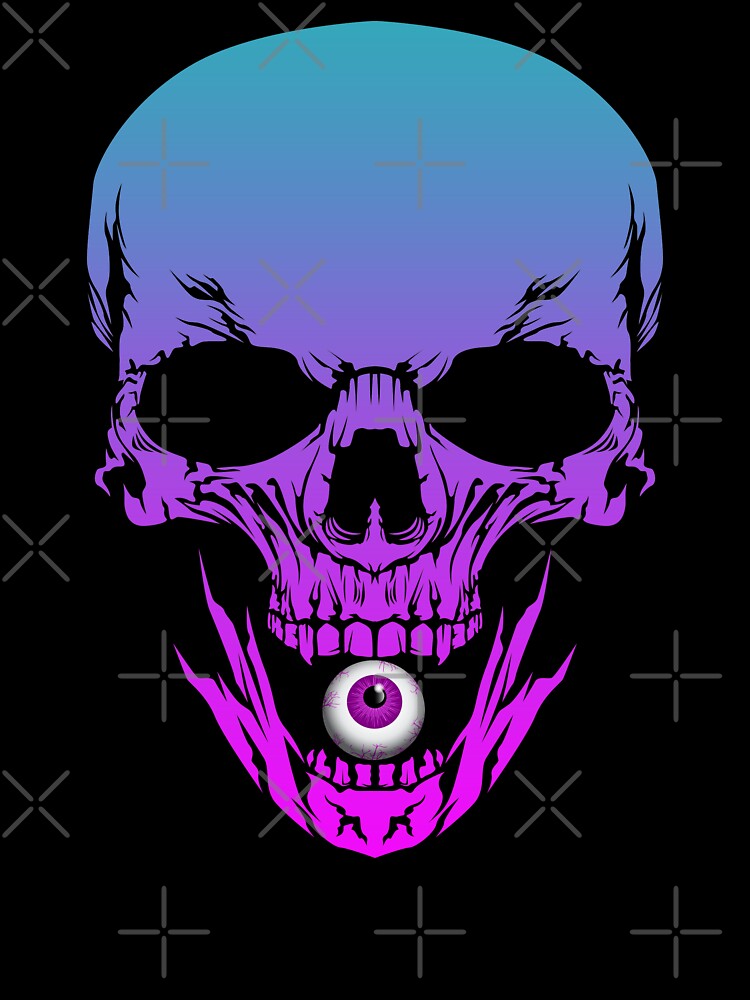 Vaporwave Synthwave Retrowave Creepy Skull with eye print