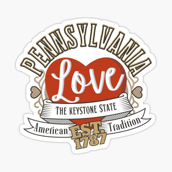 Pennsylvania "Keystone State"     1950's  Vintage  Looking  Travel Decal Sticker 