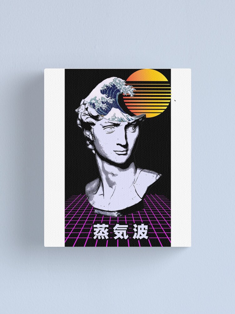 "Vaporwave Statue David with a Wave on his head & 80s Sunset product
