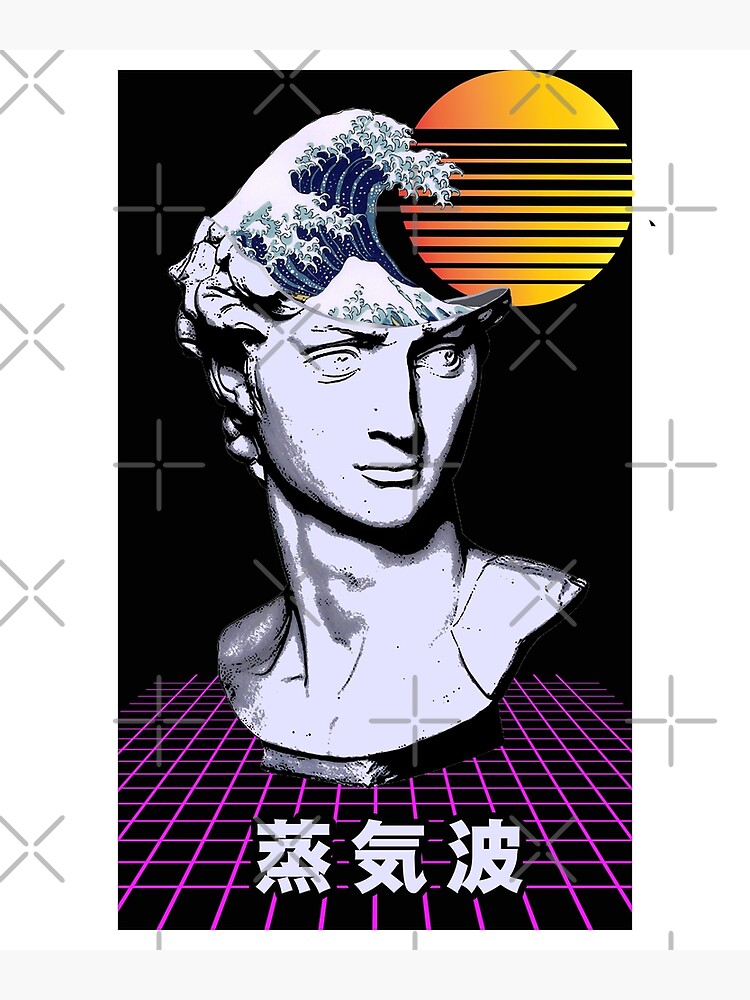 "Vaporwave Statue David with a Wave on his head & 80s Sunset product