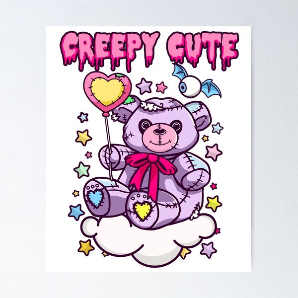 Creepy Cute Halloween Bear. Kawaii Pastel Goth Bear design