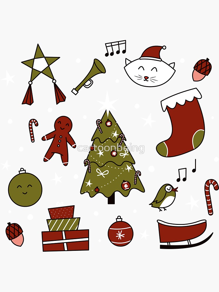 Thumbnail 3 of 3, Sticker, Merry Christmas designed and sold by cartoonbeing.