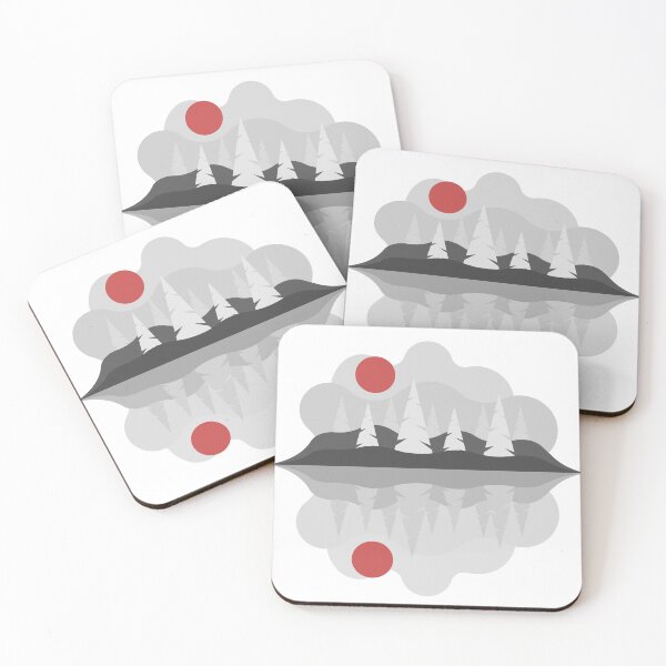 Item preview, Minimalist red monochrome alpine landscape designed and sold by jean-nicolas.