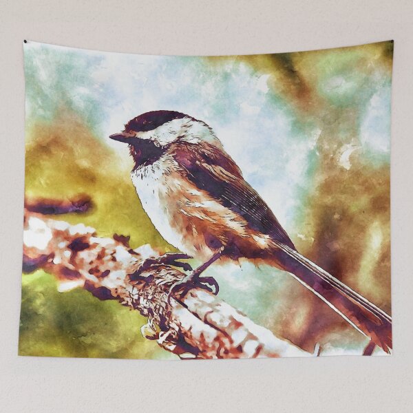 Artikelvorschau, Black Capped Chickadee Digital Watercolor Painting entworfen und verkauft von Zurickdesigns.