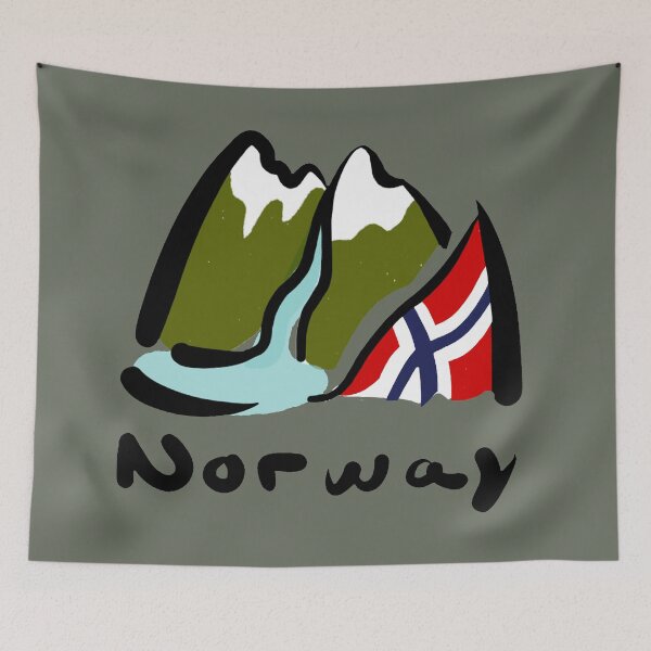 Item preview, Norway Flag design | Fjord illustration designed and sold by Covo Studio.