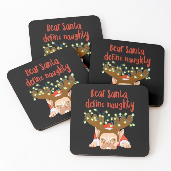 Item preview, Dear Santa define naughty, Funny Christmas Card, Dear Santa define naughty French buldog, Cute Christmas French buldog, French buldog Santa, Santa naughty list, Christmas lights, Rudolf designed and sold by sentimentalica.