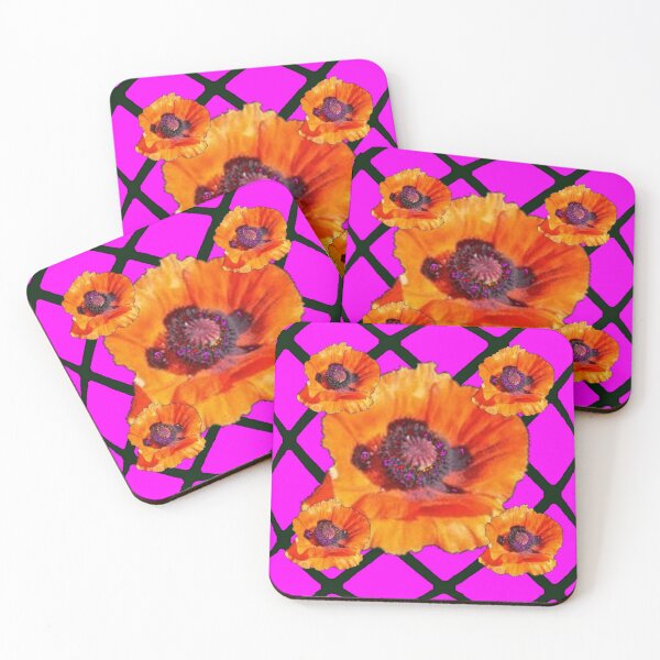 Item preview, ORANGE POPPY FLOWERS  FUCHSIA PATTERN ART designed and sold by sharlesart.