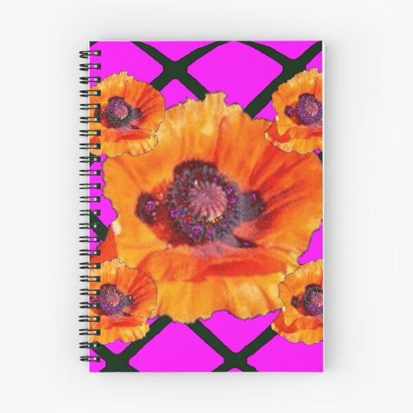 Item preview, ORANGE POPPY FLOWERS  FUCHSIA PATTERN ART designed and sold by sharlesart.