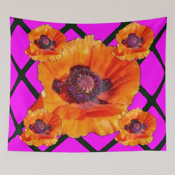 Item preview, ORANGE POPPY FLOWERS  FUCHSIA PATTERN ART designed and sold by sharlesart.
