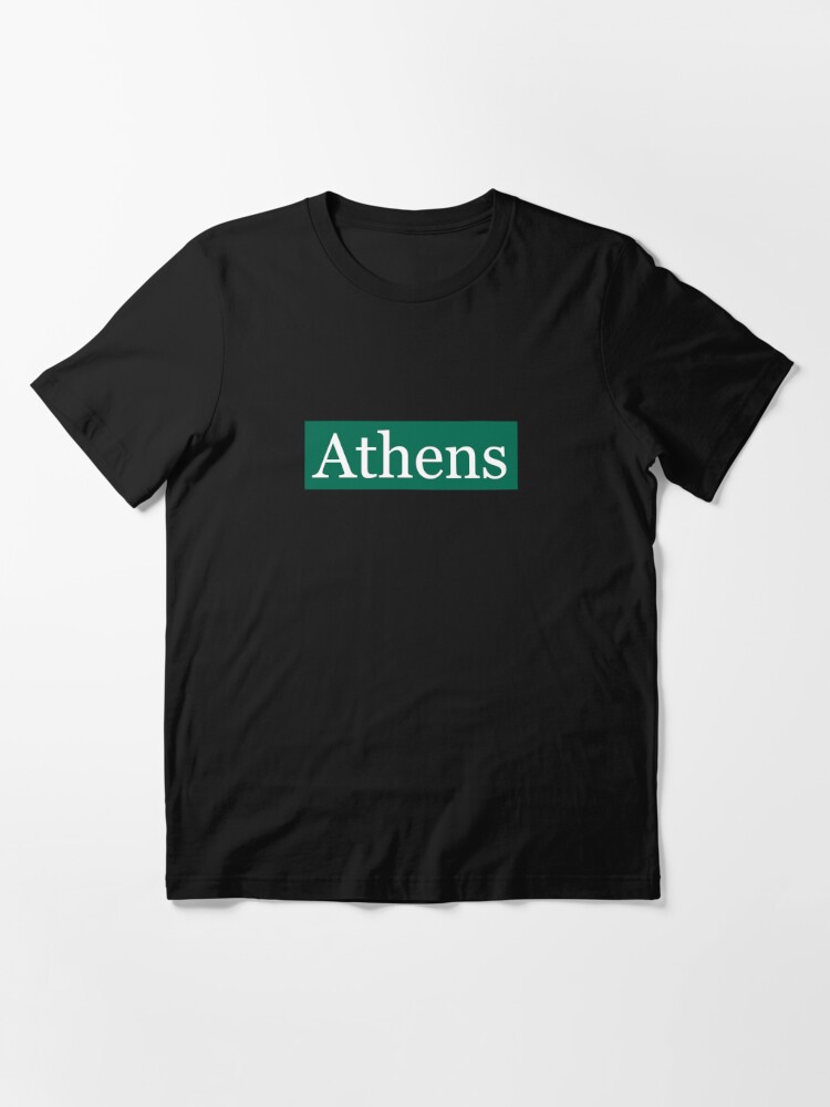 Alternate view of Athens Written in White on Bobcat Green Essential T-Shirt