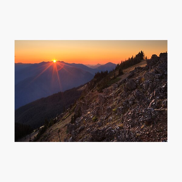 Sunset on Olympic National Park from Hurricane Hill Photographic Print