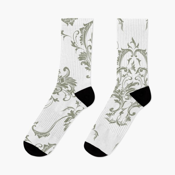 Item preview, Olive Green and White Damask Scroll Pattern Pairs Valspars 2022 Color of the Year Blanched Thyme 6001-4A - Colour Trends designed and sold by ColorOfTheYears.