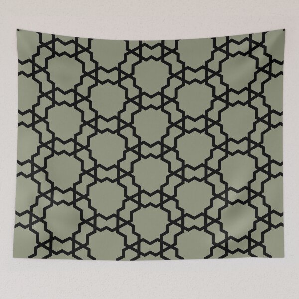 Aperçu de l'œuvre Olive Green and Black Geometric Shape Tile Pattern Pairs Valspars 2022 Color of the Year Blanched Thyme 6001-4A - Colour Trends créée et vendue par ColorOfTheYears.
