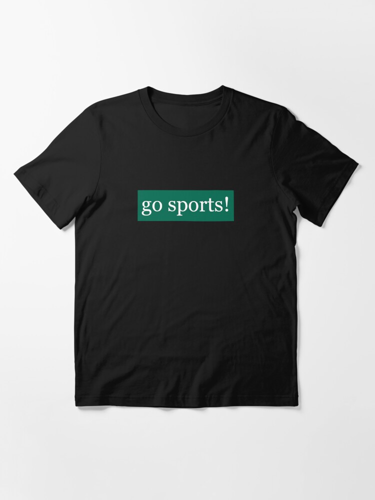 Alternate view of Go Sports Written in White on Bobcat Green Essential T-Shirt