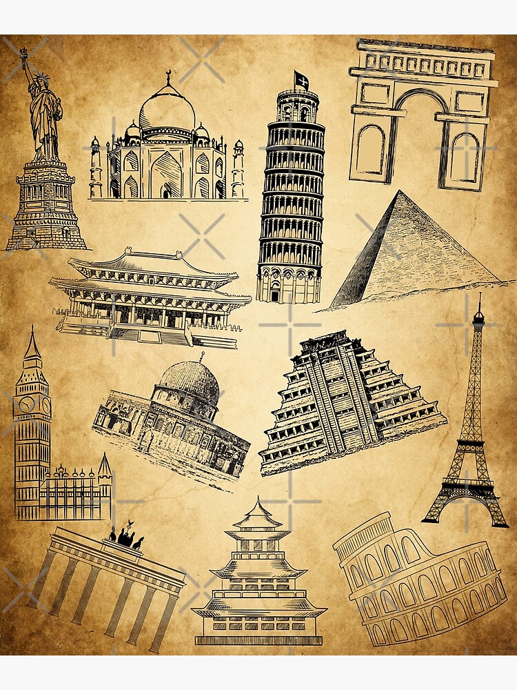 World monuments sketch hi-res stock photography and images - Alamy