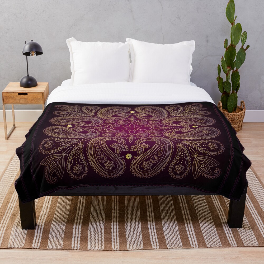 Paisley Eclectic Spiritual Mandala Pattern Throw Blanket