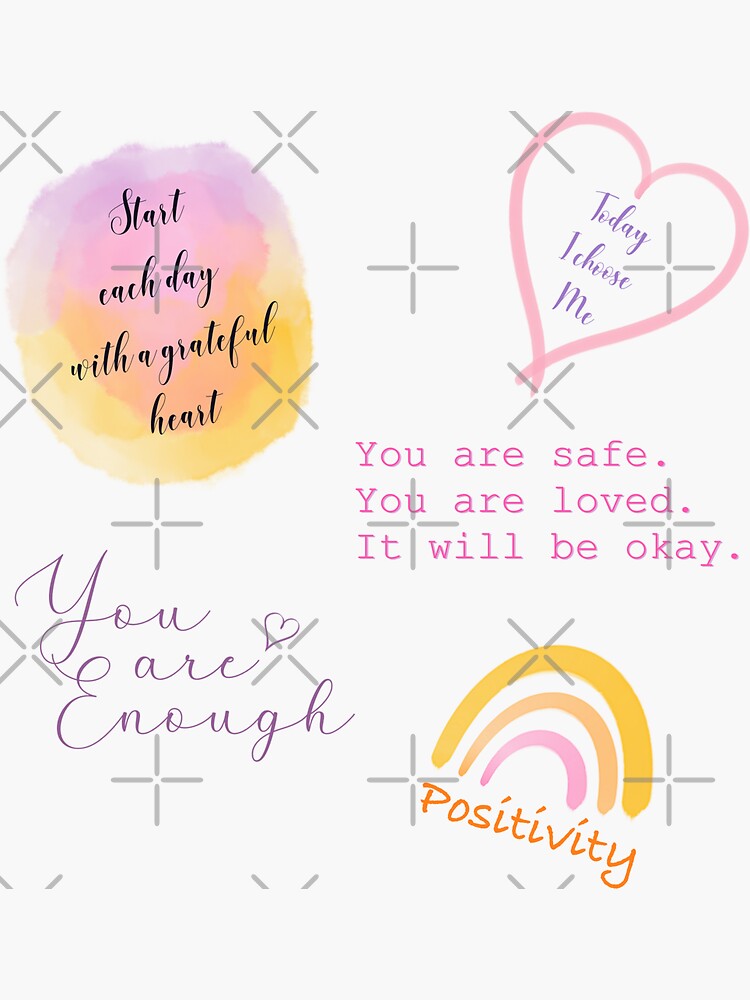 Four Positive Affirmation Stickers Encouraging Words Glossy Vinyl Stickers