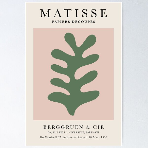 Item preview, Henri Matisse Flower. Paper Decoupes Art green pink back, Matisse Cutout's, Matisse one Flower designed and sold by re-make-.