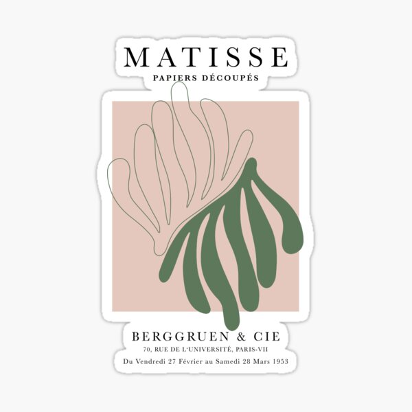 Item preview, Henri Matisse Flower, Paper Decoupes Art green pinky back, Matisse Cutout's inspired designed and sold by re-make-.