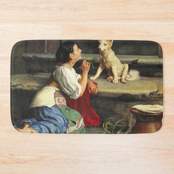 Item preview, A young Italian woman playing with a dog - Axel Helsted designed and sold by brushandframes.