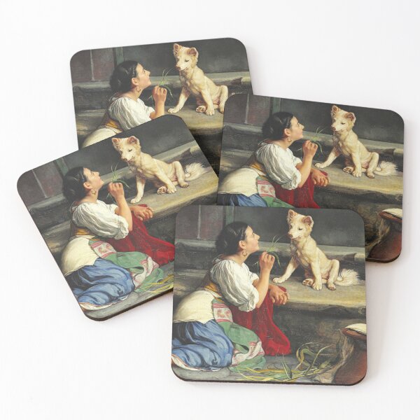 Item preview, A young Italian woman playing with a dog - Axel Helsted designed and sold by brushandframes.
