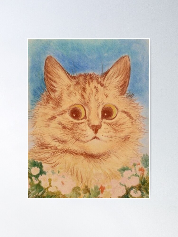 Vintage Louis Wain Smiling Ginger Cat Poster Print