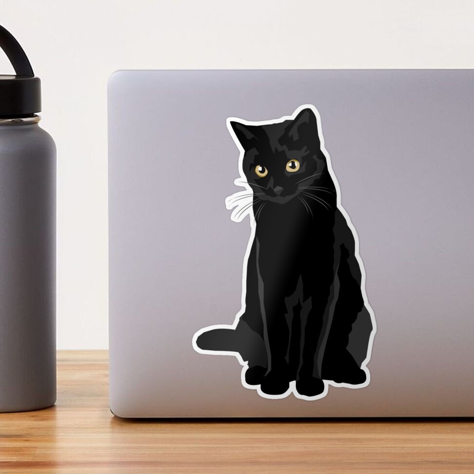 Cute Black Cat Sticker - Sticker Graphic - for Water Bottles Laptop Meme  Water