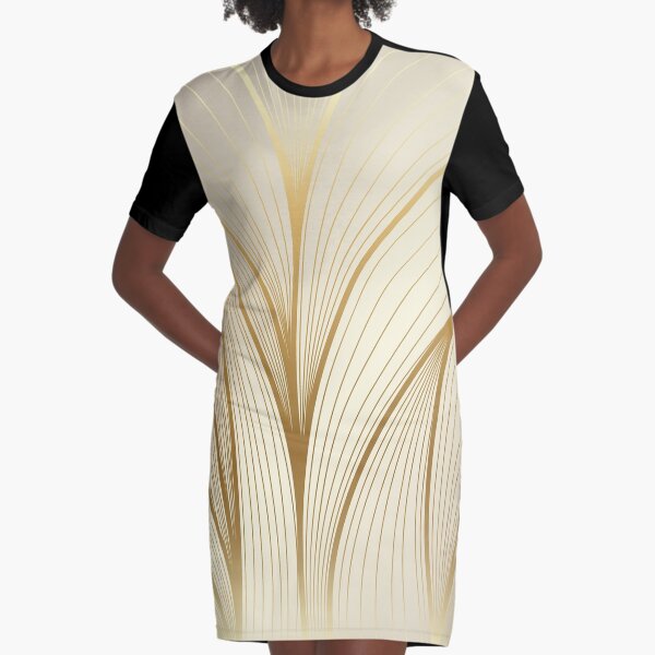 Golden Bloom Graphic T-Shirt Dress