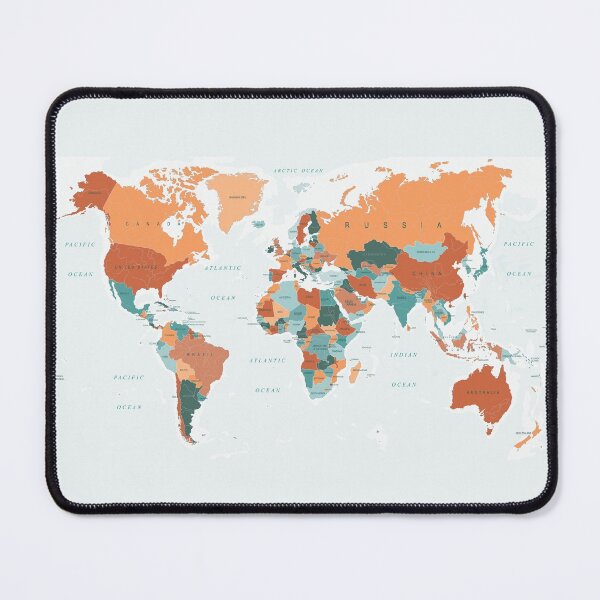 Item preview, Map of the World in Burnt Orange and Teal designed and sold by UrbanEpiphany.