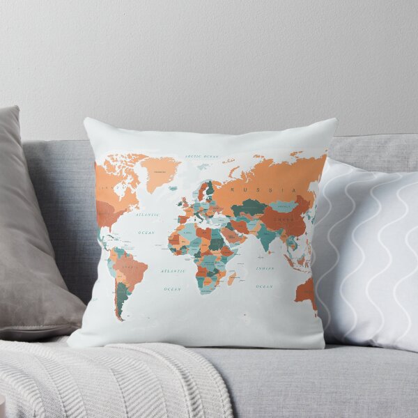 Artikel-Vorschau von Weltkarte in Burnt Orange und Teal, designt und verkauft von UrbanEpiphany.