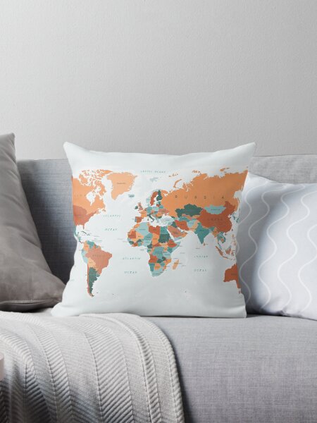 Item preview, Map of the World in Burnt Orange and Teal designed and sold by UrbanEpiphany.