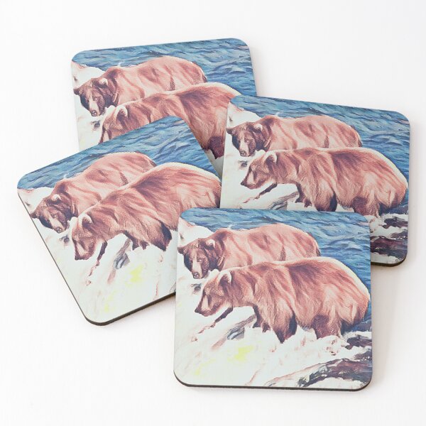 Item preview, WILD BROWN BEARS IN THE RIVER FISHING FOR SALMON  designed and sold by MrCreativeArts.