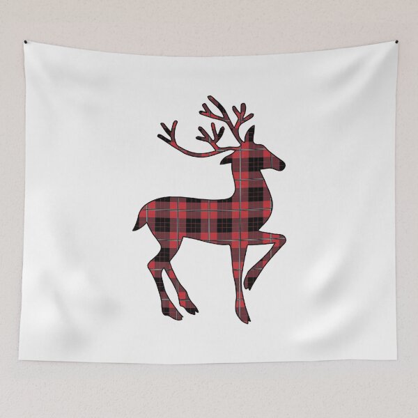 Item preview, Red and Black Plaid Tartan Deer designed and sold by Gsallicat.