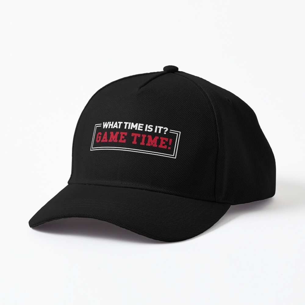 Discover What Time Is It? Game Time! (Quote - White and Red) Cap