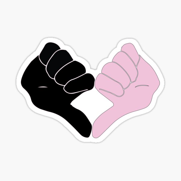 Black and Pink Hand Heart Sticker