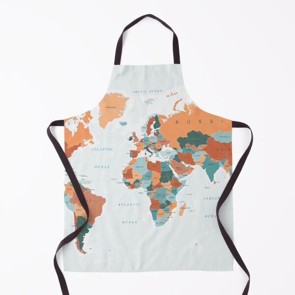 Item preview, Map of the World in Burnt Orange and Teal designed and sold by UrbanEpiphany.