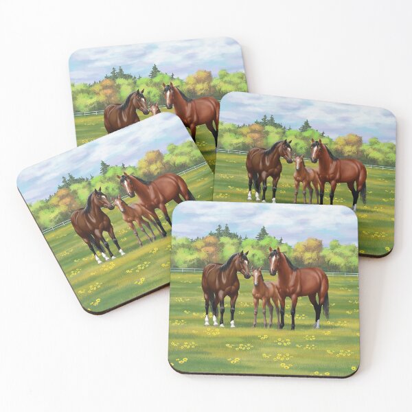 Item preview, Brown Bay Quarter Horses In Summer Pasture designed and sold by csforest.