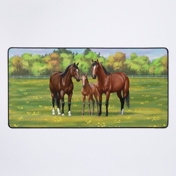 Item preview, Brown Bay Quarter Horses In Summer Pasture designed and sold by csforest.