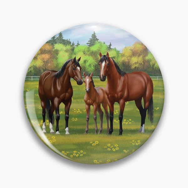 Item preview, Brown Bay Quarter Horses In Summer Pasture designed and sold by csforest.