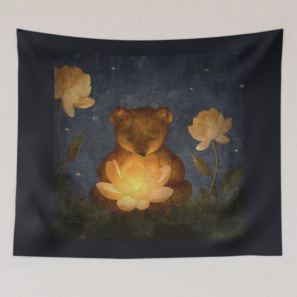 Item preview, Cute Bear in the Lotus Forest, blue designed and sold by Sara Frane.