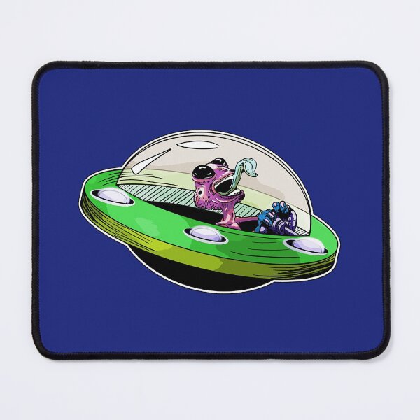 Item preview, Laughing Space Alien in a UFO spaceship Green designed and sold by iduzarts.