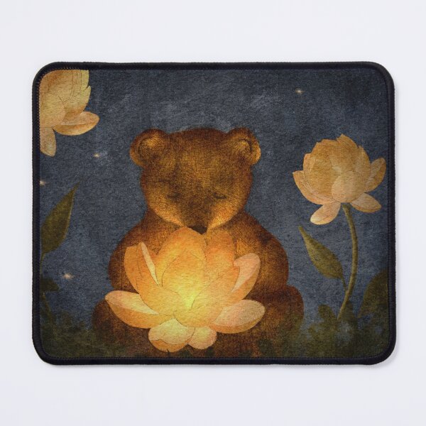Item preview, Cute Bear in the Lotus Forest, blue designed and sold by Sara Frane.